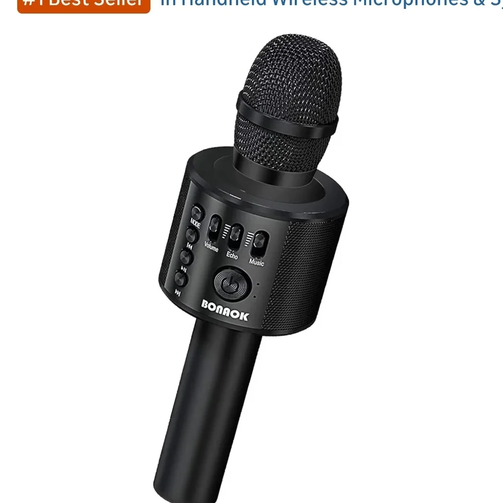 Black Wireless Bluetooth Karaoke Microphone